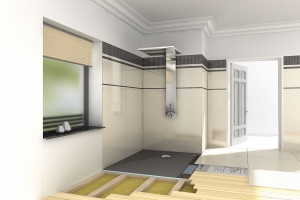 10-Sprchový prvek Fundo Ligno na trámové podlaze